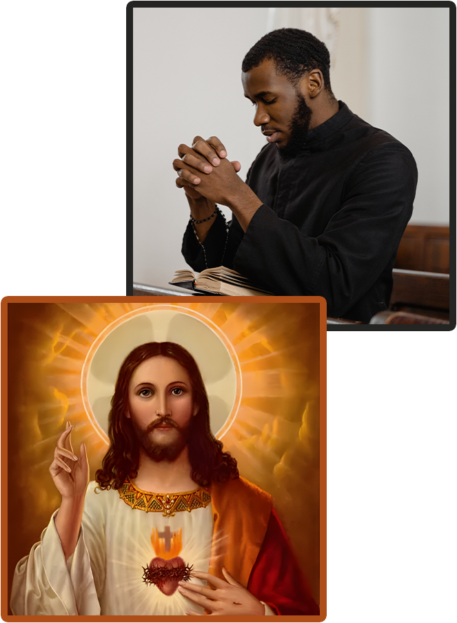 A man praying and jesus picture